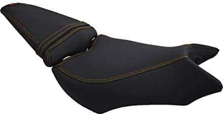 Moto Discovery Funda de Asiento Compatible con Honda CB1000R 2005-2016 Color Negro con Costuras Doradas