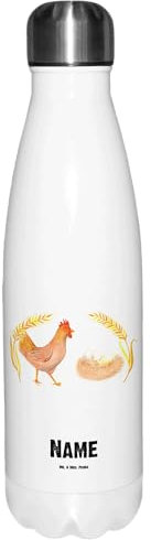 Mr. & Mrs. Panda Personalisierte Thermosflasche Huhn Stolz - Geschenke, Geburt, Moderne Mit Text, Hof, Für Sport Namen, Isolierflasche Gravur, Spruch, Bauernhof, Schwangerschaft, Hahn