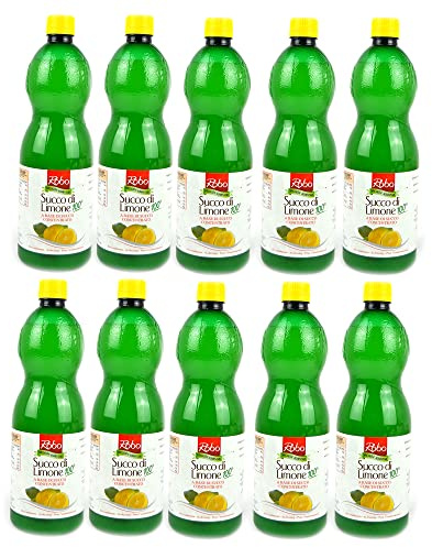 PZ 10 BOTTIGLIE DA 1 LT CADA UNA SUCCO DI LIMONE A BASE DI SUCCO CONCENTRATO LEMON JUICE IN BOTTIGLIA PER RISTORAZIONE E CUCINA