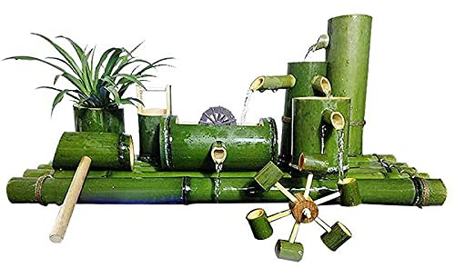 Caratteristiche dell'acqua per il bagno degli uccelli da giardino Caratteristica dell'acqua Pompa Fontana Dispositivo idrico in bambù Serbatoio per pesci in ceramica Pietra circolante Filtro per pesc