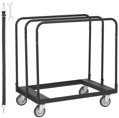 VEVOR Plattenwagen 680 kg Tragfähigkeit Plattentransportwagen Q235B Plattentransporter mit Universalrädern Transporthilfe Plattenroller Plattformwagen Schwerlast Rollwagen 975 x 610 x 990 mm