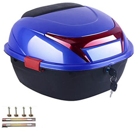 KIMISS Motorcycle Tail Box, Trunk Luggage Top Lock Storage Rear Box Helmet Luggage Storage Top Case Large Capacity Universal for Electromobile (Jewelry Blue Large Size)