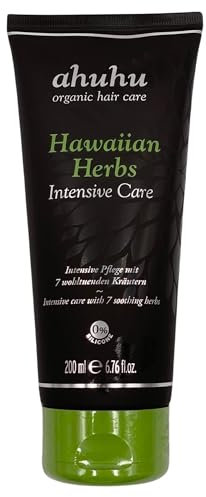 ahuhu HAWAIIAN HERBS Intensive Care Haarkur (200ml) - Feuchtigkeitspflege für Haare mit 7-Kräuter-Komplex & Bio-Aloe Vera, Haarmaske für sehr trockenes Haar, Entspannt die Kopfhaut, Ohne Silikone