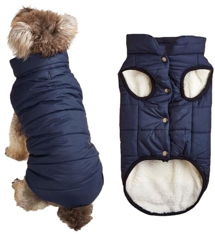 FANSU Hundemantel Winter Wasserdicht, Warme Hundejacke Wasserdicht Herbst Haustier Jacken Wattierte Kleidung für Kleine Hunde Mittlere Hunde Große Hunde (M,Marineblau)