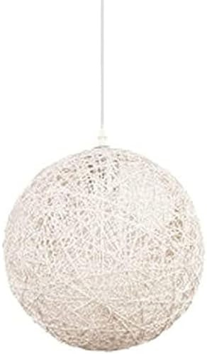 Lampada A Sospensione Moderna Intrecciata A Mano E27 Lampadario in bambù Naturale con Palla di Canapa Paese Vimini in Rattan Lampada A Sospensione A Soffitto in Stile Palla di Globo Paralume,Bianc