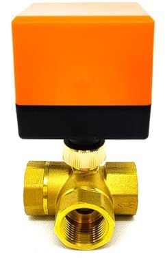 MUHM Dreiwege-DN40 1-1/2 elektrischer Kugelhahn aus Messing mit DREI Drähten for Klimaanlagen, Boden (Color : 24VDC, Size : 1-1/2)