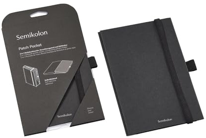 Semikolon 370986 Notebook Pocket 3-in-1 - Falttasche für Notizbuch A5 - mit Gummiverschluss und Stiftschlaufe - Schwarz