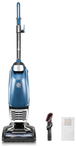 Vacmaster UB0302E Bagged Upright Vacuum Lightweight Cleaner 2-Motor Power Suction with HEPA Filtration, LED Headlight for Pet Hair, Carpet and Hardwood Floor, Blue