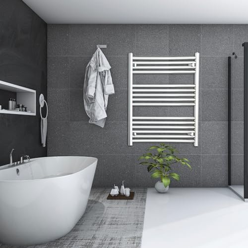 700mm Wide Chrome Heated Towel Rail Radiator Straight Flat Bathroom Warmer Rack Central Heating Turkish Zone (700mm Wide x 800mm Height)
