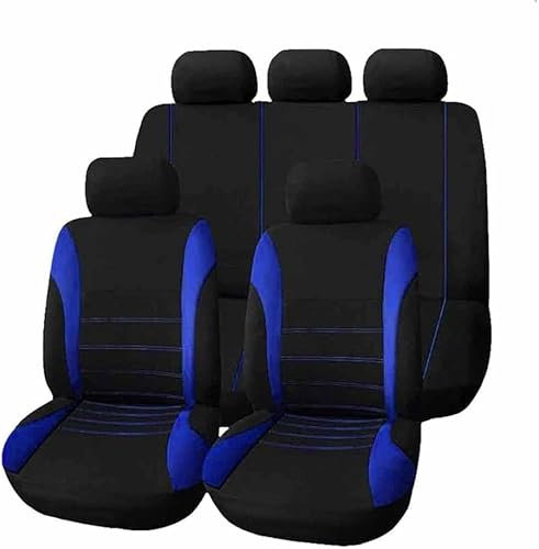 GHUYGTT 9 Stück Sitzbezüge Auto Set für H-yundai Tucson NX/TL/LM/JM 4/3/2/1.Gen 2018-2025, Stoff Waschbar Allwetter rutschfest Atmungsaktiv Autositzbezüge Schonbezug Zubehör,D/9pcs Set Blue