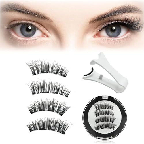 Hebterrka Magnetic Eyelashes Magnetic Lashes, Magnetic Eyelashes Natural Look, Reusable Magnetic Eyelashes with Applicator no Glue or Liner Needed