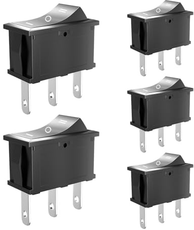 SCOOYUCK 5 Stücke Wippschalter, SPDT 15mm x 21mm 3 Polig ON/OFF/ON 12V 24V 125V 250V Kippschalter, für Auto Boot Haushaltsgeräte