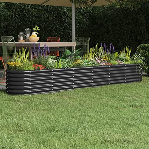Xichuzi Hochbeet Pulverbeschichteter Stahl 260x40x36 cm Anthrazit, Palettenrahmen, Hochteich, Gemüsebeet, Kräuterregal Balkon, Blumenbeet, Kräuterspirale, Tomatenbeet, Pflanzhochbeet - 318881