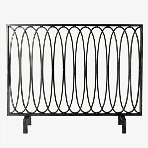 Kaminschutz für Kaminofen, 1 Paneel, ohne Metallgitter, Stahl-Ofenvorhang, Funkenschutz für Holzofen, 95 x 75 cm, Schwarz (schwarz)