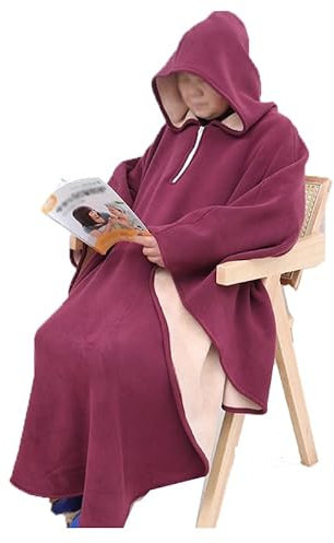 SXHEYUY Rollstuhldecke Winter, Warme Abdeckung Für Den Ganzen Körper, Rollstuhl Fußsack, Rollstuhl Cape Poncho Mit Kapuze Mantel Outdoor Camping,Rot,One Size