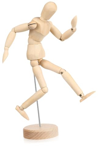DOITOOL Holzmann Künstlerpuppe Mit Beweglichen Gelenken Stabiles Holzmodell Zum Zeichnen Und Malen Künstler Zeichenfigur Für Skizzen Und Dekoration