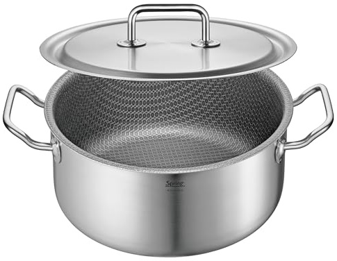 Spring BRIGADE Premium CUT RESIST PURE Ø 24 cm, acciaio inox con nucleo in alluminio, altezza 10,5 cm, capacità 4,7 l, pentola di alta qualità con materiale multistrato a 5 strati, robusta e facile da