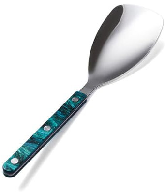 Mango De Abrazadera Acrílica Cocina Acero Inoxidable Cubiertos Vajilla Juego Cubiertos Cuchillo Carne Tenedor Cuchara Cucharadita (Verde,Cuchara de arroz * 1)