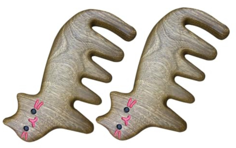 2 Stück Katzenkamm, Tragbar, mit Breiten Zinken für Haar | Doppelpacks, Glatte Form, für Trockenes und Nasses Haar, Leichtes Zubehör