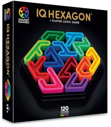 SmartGames - IQ Deluxe Hexagon, Puzzle Game with 120 Challenges, Ages 14+