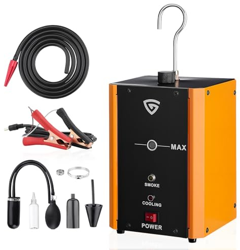 GEARMONSTER Nebelmaschine KFZ Rauchmaschine Lecksuchgerät mit Eingebaute Luftpumpe, DC 12V Rauch Maschine für Autos, Motorräder, Leicht-LKWs, Boote, ATV, Schneemobile