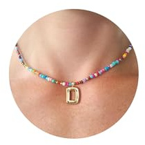 HANLI Collana Perline Perle Personalizzata Con Nome Iniziale D Donna Bambina Oro Placcato 14K Anallergici Leggeri Trendy Gioielli di Moda per le Donne