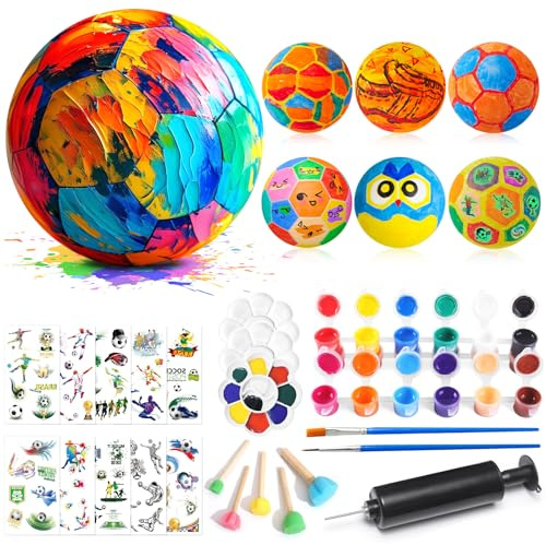 DNGH Fußball Malset Bastelset Kinder ab 6 8 9 10 Jahre, Fussball Geschenke Jungen Fußball DIY Malset mit Pigment Aufkleber, Kreativ Set für Kinder Jungen und Mädchen
