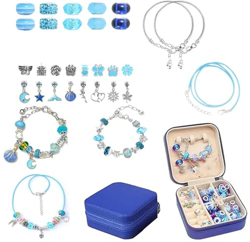 HOAQPPOY Stitch Perlen für Armbänder, Schmuckkästchen,Armband-Design-Set, DIY-Zubehör-Set, Geschenke für Jungen Mädchen(blau)