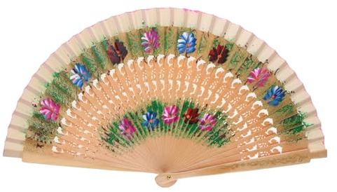 Lerpwige Spanischer doppelseitiger Holz-Faltfächer für Partys, klassische Heimdekorationen, Bastelpartys, Handarbeit, spanisches elegantes Muster