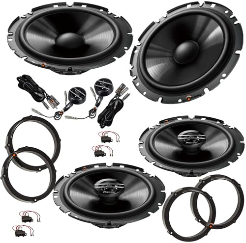EvoTuning Kit 6 Casse Altoparlanti per VW Polo 9N 6R 6C compatibile con Pioneer TS-G170C+TS-F1720F Anteriori e Posteriori + 4 Anelli Adattatori + 4 Cavi/connettori (no plug and play)