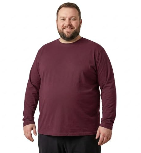 Logostar Basic - Maglietta a maniche lunghe da uomo, in cotone, con scollo rotondo, a maniche lunghe, taglie forti, 3XL, 4XL, 6XL, 8XL, 10XL, 12XL, 15XL, bordeaux, 12XL plus