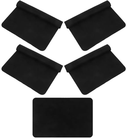 EXHUMKY 5Pcs Black Vinyl Record Cleaning Cloth Set, Dust-Removing CD Album Cleaner Fabric for Household Use, Small Size Microfiber Cloth for Vinyl Records and Cds
