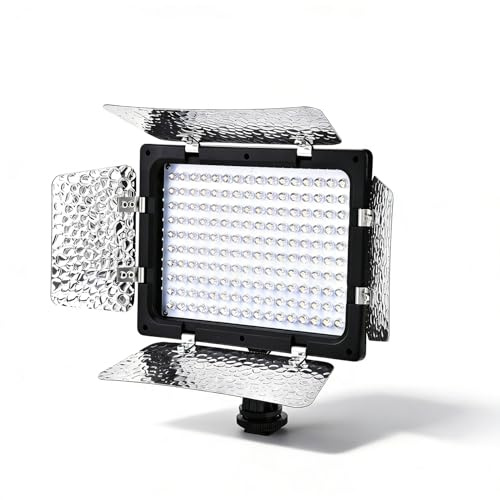 Lampada Video Fotografia LED 160pcs, 6000K, Pannello Luce per DSLR, DV, Camcorder Nero - Alta Luminosità Regolabile, Alimentazione Esterno/Batteria, Uso Professionale