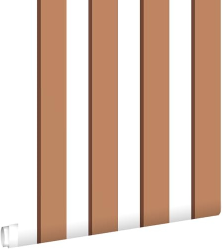 papier peint à rayures terracotta et blanc 50 x 900 cm - ESTAhome
