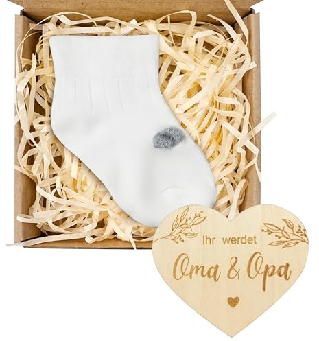 Dercylele Schwangerschaft Verkünden-Ihr Werdet Oma und Opa Babysocken Geschenkset,Schwangerschaftsverkündung Du wirst Oma Opa Baby Verkündung (A)