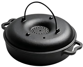 Rôtissoire en fonte avec couvercle et grille Poêles à double poignée pour rôtir parfaitement l ' ail Patates douces Légumes Rôtissoire antiadhésive