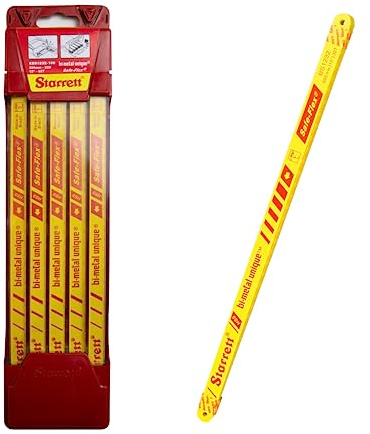 Starrett KBS1232-100 - Hojas de sierra de mano Safe-Flex HSS de 300 mm, borde de corte 32 TPI, para metales no ferrosos, acero inoxidable, tuberías, plásticos, paquete de 100 unidades