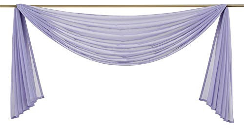 CULASIGN 1 Stück Voile Vorhang Transparent - Querbehang Stores Gardinen Schals Himmelbett Hochzeit Dekoschals Vorhänge Schals (Lila,HxB 145x300cm)