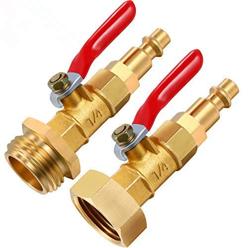 Chiloskit Blowout Adapter mit 1/4 Zoll Außengewinde Schnellanschluss Stecker und 3/4 Zoll Außengewinde GHT, Winterize Schnelladapter mit Kugelhahn