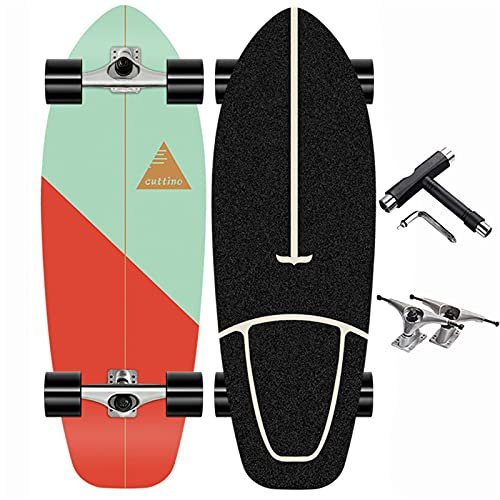 34'' Anime Anfänger Skateboard Pumpping Surfskate, Ahornholz Komplette Cruiser Longboard für Kinder Jugendliche Erwachsene, mit S7 Carving Truck, Kugellagern ABEC-11, T-Tool, Outdoor Extreme Sports,A