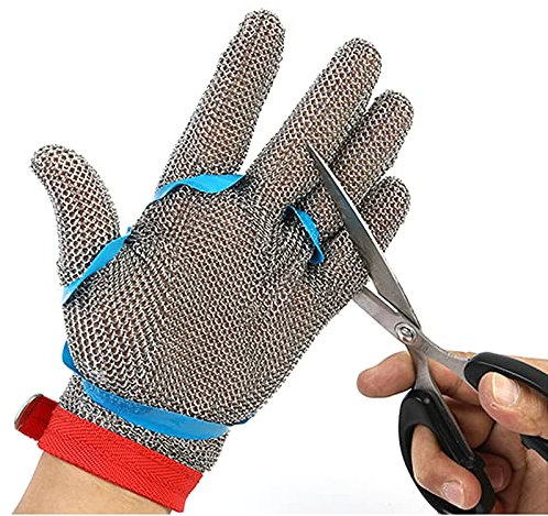 WXYZ Guantes Anticortes Guantes resistentes al corte de acero inoxidable 316L, guantes de trabajo de seguridad anti-cizallamiento de alimentos y resistentes al desgaste, común para manos a la izquierd