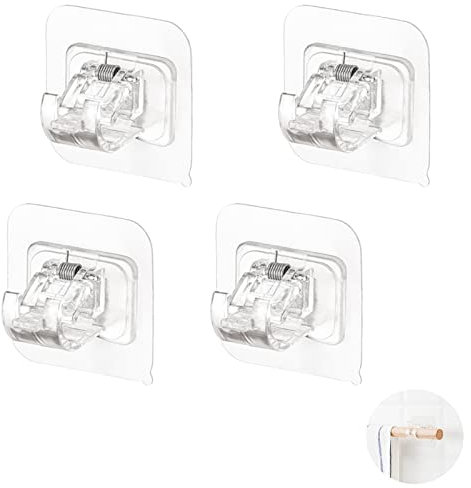 Boutihao Ganci per Tende Senza Bucare Ganci per Tendeganci per Tende Finestre ABS Staffe Autoadesive per Aste Di Fissaggio per Tende O Portasciugamani Sospesi (Confezione Da 4)