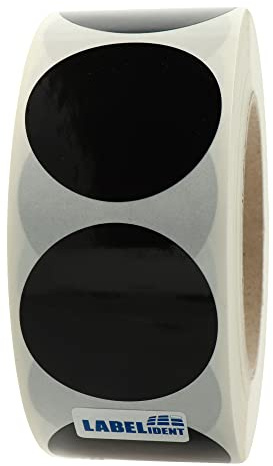 Markierungspunkte schwarz - Ø 50 mm - 1.000 bunte Klebepunkte auf 1 Rolle(n), 40 mm Kern, Polyethylen, Inventuretiketten selbstklebend