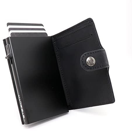 Stealth Wallet – smarta minimalistiska korthållare – RFID/NFC-blockerande popup-plånböcker med presentask – kreditkortshållare och kontaktlöst skydd, En storlek, Minimalistisk