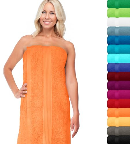 Lashuma Saunahandtuch 80x220 cm, Linz extra langes Saunatuch Blutorange | 550 g/m² Frottee aus 100 % Baumwolle, saugstarkes großes XXL Saunatuch für Damen und Herren in Sauna, Bad und Wellness