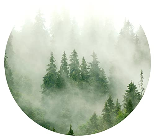 murando - Fototapete selbstklebend Wald im Nebel, 125x125 cm, Schlafzimmer | Selbstklebend ohne Kleister, Full HD Druck, ideal fürs Wohn- oder Schlafzimmer, schnelle Montage, lichtbeständig, geruchsfrei