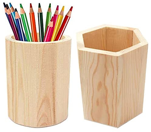 Stifthalter aus Holz, 2 Stück Holz Stifthalter, Runder Holzs Stifteköcher, Stiftehalter aus Holzs Container für Aufbewahrung Von Bleistiften, Stiften, Schminkpinsel, Schreibtisch, Make up, Büro