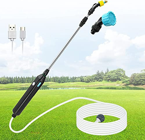 Elektrische Sprühgerät, Hochdruck Pflanzensprüher mit Teleskoplanze, wiederaufladbar USB Gartensprüher Bewässerung, tragbar Drucksprüher mit Düsen und 2/3/5/8 m Schlauch (5Meter Schlauch)