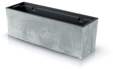 BirnePower Urbi Blumenkasten Blumentopf Balkonkasten Pflanzkasten Beton Optik Blumenkübel 77cm Beton Effect mit Pflanzeinsatz Höhe 24,5cm