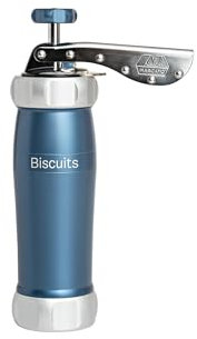 MARCATO Sparabiscotti, Macchina per Biscotti Biscuits Powder Blu, Alluminio Anodizzato, Diverse Forme, 25x10x5 cm, Facile da Usare. Linea Premium.